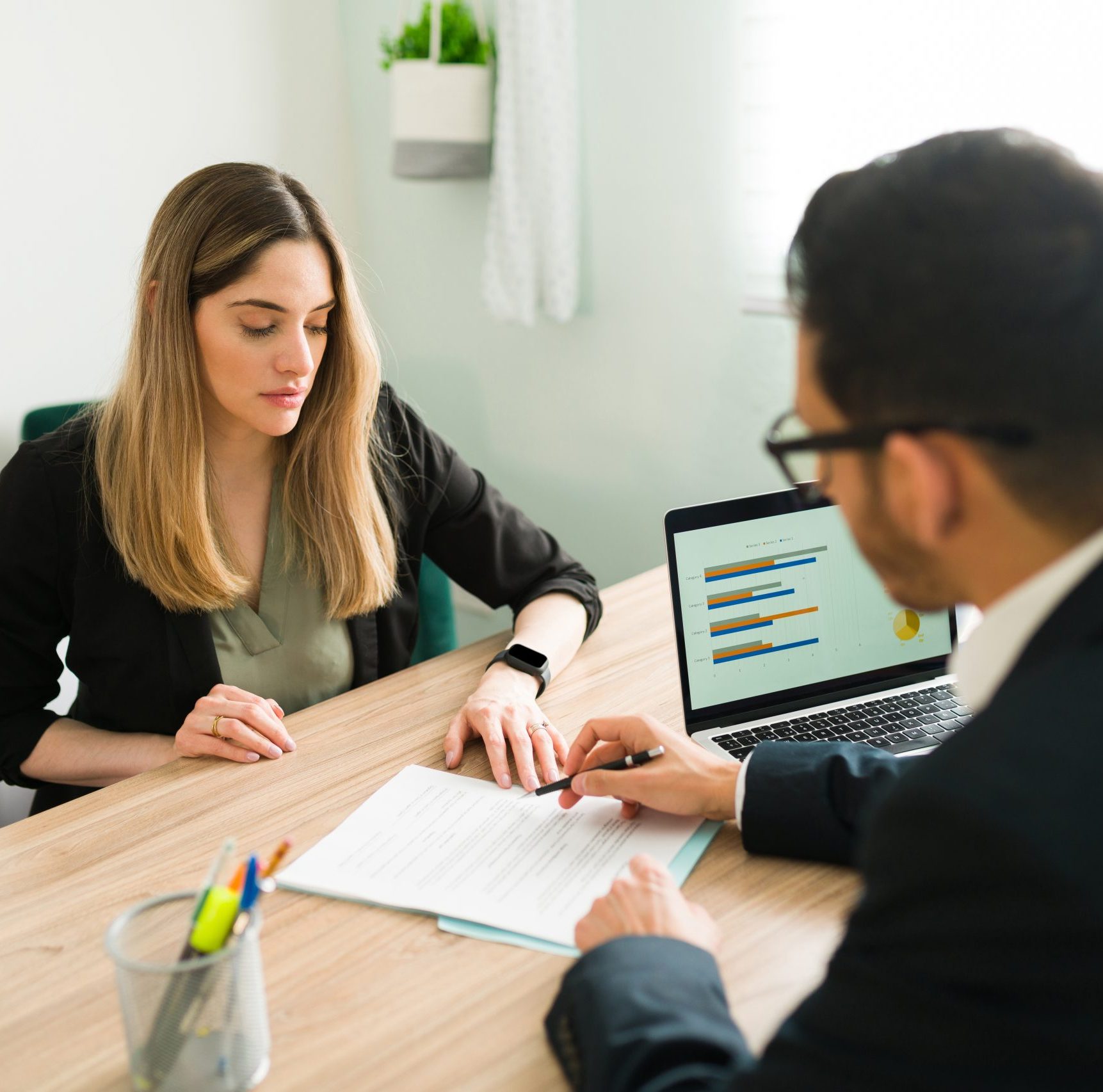 Business woman about to sign a contract for a new job