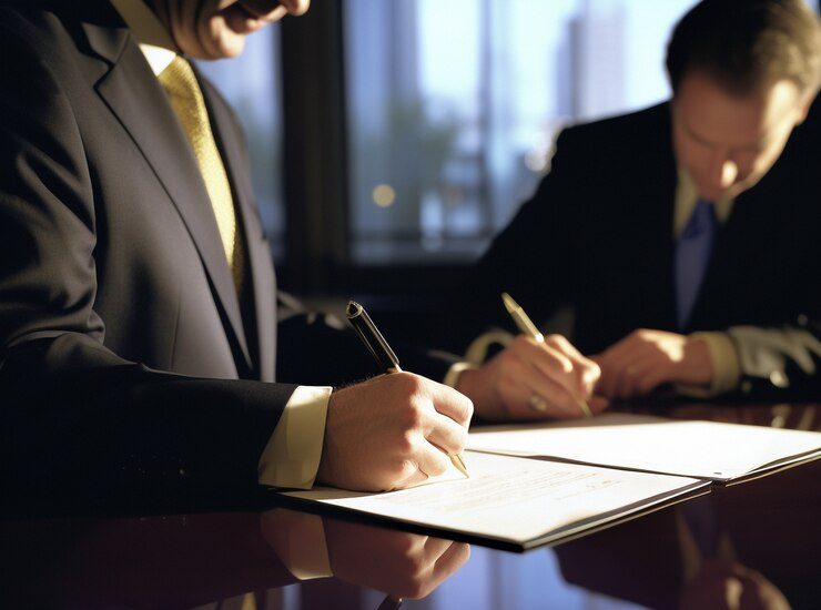 Clients signing mortgage and financial documents, representing loan approval, property purchase, and expert guidance from Innovest financial advisers in New Zealand.